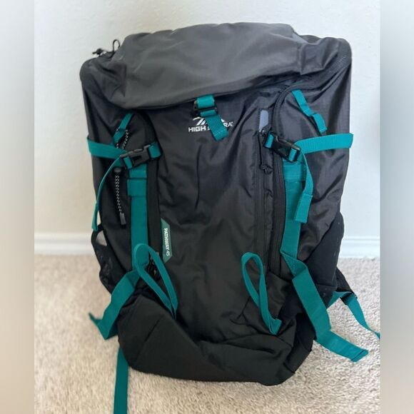 High Sierra Pathway 2.0 45L Pack Backpack Blue Black Hiking Pockets Camp - Picture 10 of 13